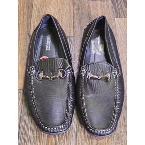 Mecca Mens Size 12 Black Ostrich Embossed Bit Loafers Driving Shoes